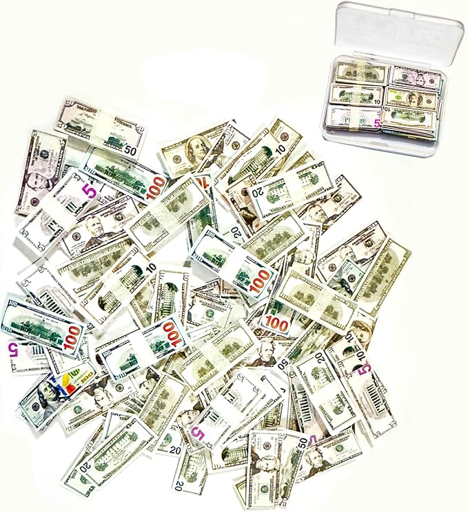 550PCS Miniature Scene Model 100 Dollar Bills for Dollhouse 1:12 Dollar Bills for Dollhouse Accessories