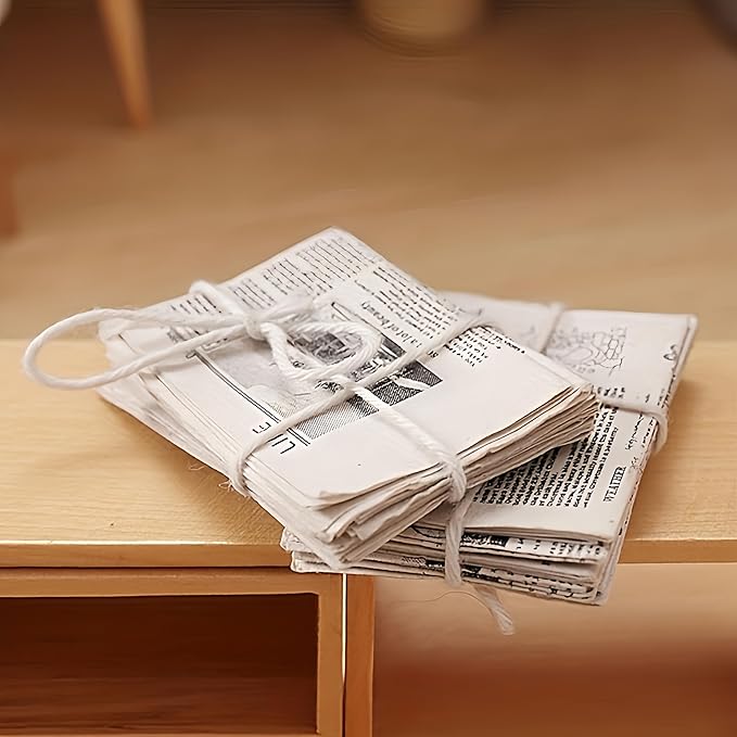 2pcs 1:12 Scale Miniature Newspapers Set - 9 Color Mini Newspapers and Bundle of Vintage Mini Newspapers for Dollhouse DIY Accessories