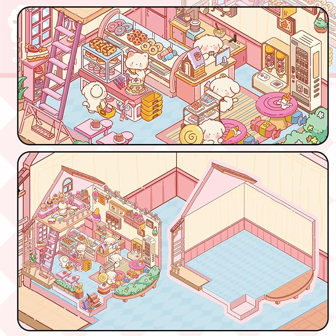 DIY 3D Sticker Scene,6 Sets of Kawaii Miniature Scenic House Stickers,Cozy Room Stickers Therapy Scenes for Adults and Kids Stress Relief Pass The Time and Gifts (Z-2)