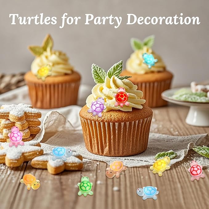 60 PCS Mini Resin Turtles, Luminous Miniature Turtle Figurines, Tiny Sea Turtle Animals Glow in The Dark for Dollhouse, Aquarium, Party Fillers, Cake Decorations, Fairy Garden Landscape