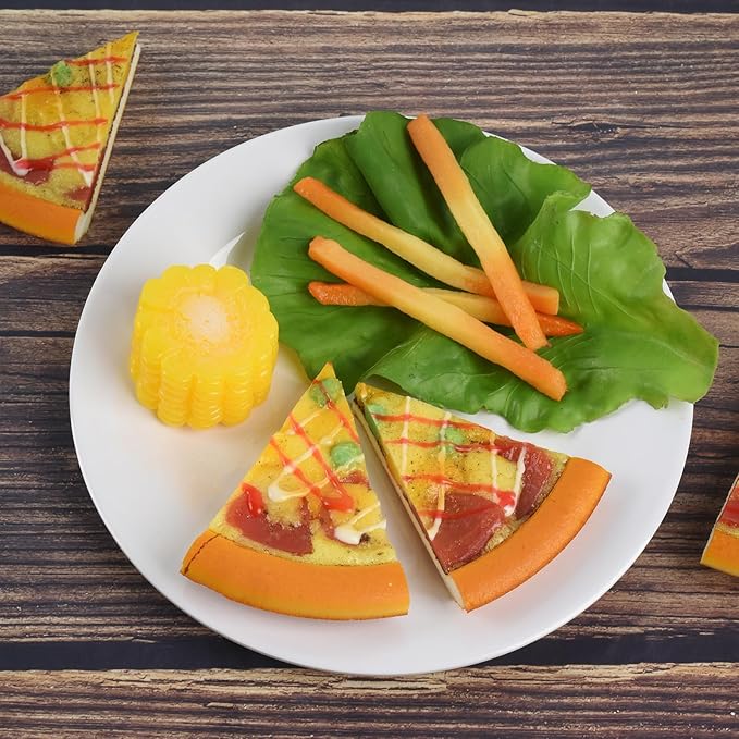 Luckforest Artificial Pizza Slices, 4 Pcs Fake Pizza Slices Models Simulation Realistic Bread Food Models for Home Kitchen Bread Shop Display Photography Props