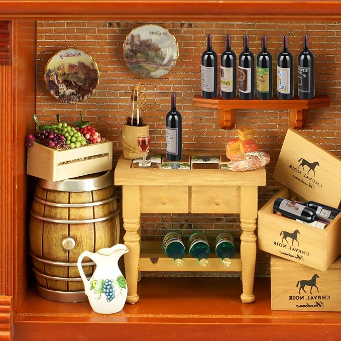 Simarro Dollhouse Wine Bottles - 10pcs Miniature Red Wine Bottles for Model Window Display