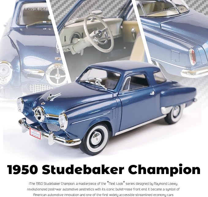 1950 Studebaker Champion 1/18 Scale Die-Cast Metal Model Premium Classic Vintage Alloy Collection Cars with Display Case, for Kids Men and Teens Dad 14+ Year