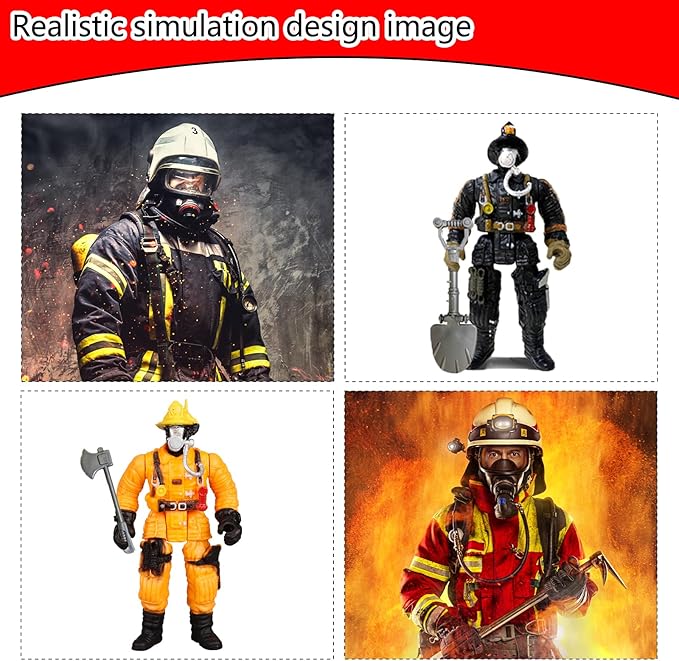 8 Pieces Firefighter Action Figures, Frefighter Toys for Boys Girls Kids, Fireman Toy Figure & Playsets with Accessories, Great for Gift Party Decoration Christmas Stocking Stuffers