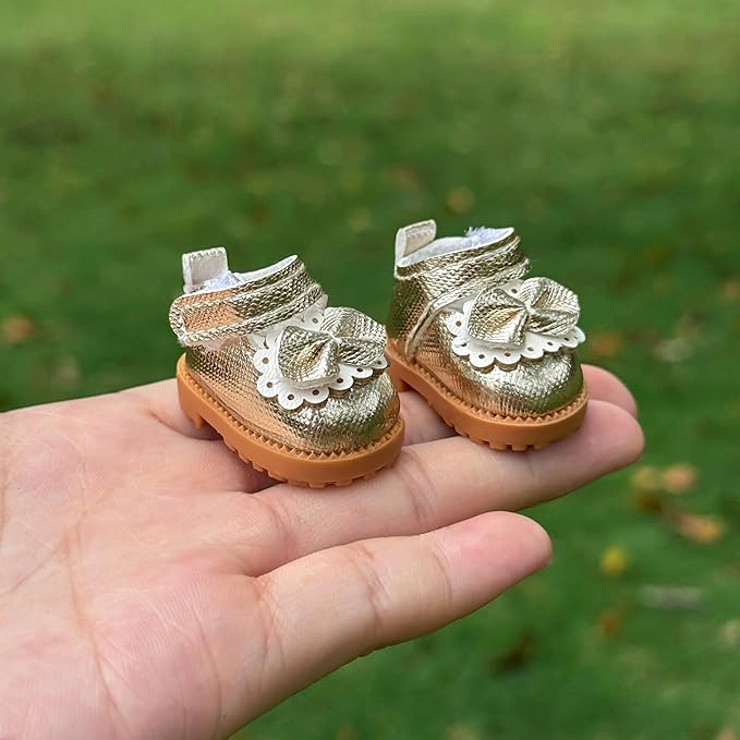 Compatible with Labubu Doll Shoes for 17cm Doll,Shoes Used for Labubu Accessories (GZA-Gold)