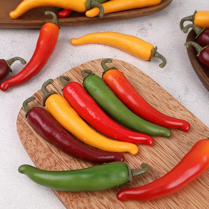Gresorth 15pcs Artificial Lifelike Pepper Decoration Fake Vegetable Home Party Kitchen Table Food Show