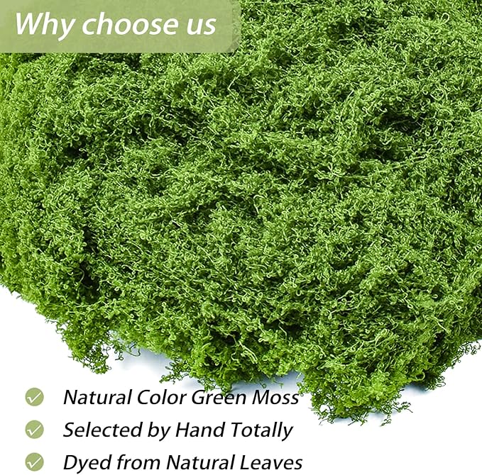Fake Green Moss for Crafts 10.6 Oz Decorative Artificial Moss for Crafts Decorative Faux Moss Table Centerpieces Wedding Party Decor Fairy Garden Floral DIY