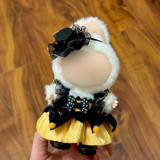 Clothes for LABUBU Doll (NO Doll), 2-Piece Fashion Princess Accessories for LABUBU 17cm Dolls, Premium Outfit for LABUBU Unique Dress Up - Hat + Dress