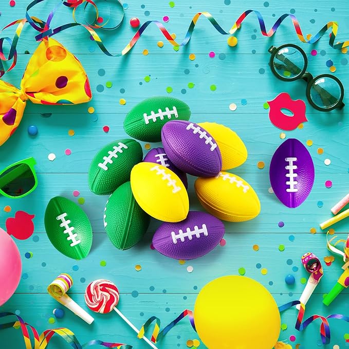 Blulu 30 Pack Mini Footballs Bulk 2.17" Kids Foam Stress Balls Football Party Toy Favor Small Stress Sports Ball for Birthday Homecoming Game Back to School Reward Party Gift Goodie Bags Stuffers