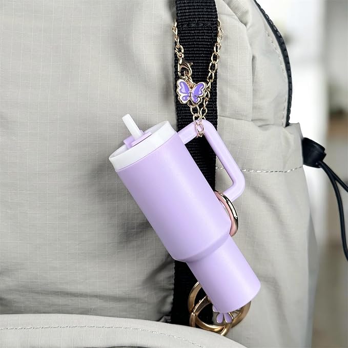 ERTUNA Mini Tumbler Keychain Accessories for Stanley Cup, 2 Way Cute Charms Chapstick Lip Balm Holder for Women Purse Handbag