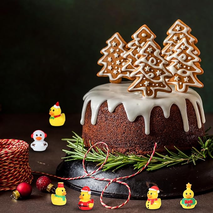54 PCS Tiny Ducks Mini Resin Christmas Ducks Miniature Colorful Figures Ornament for Xmas, Craft, Dollhouse, Slime, Home Decorations (Christmas 2)