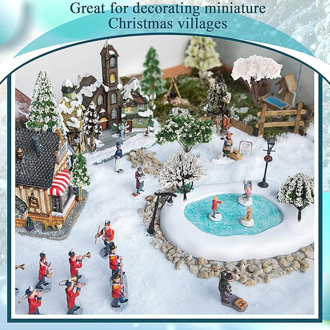 Canlierr 28 Pcs Miniature Model Trees for Diorama Mini Tiny Winter Snowy Tree Figurine for Villages, Craft, Model Train Scenery Accessories (Snow Trees)