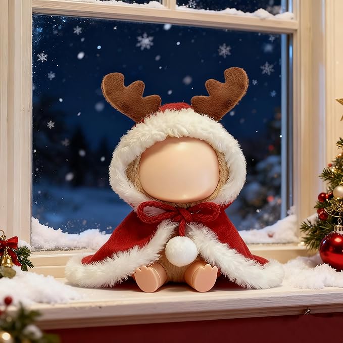 Christmas Doll Clothes for 17cm Dolls, One-Piece Christmas Cloak Outfits for Clothes Set, Fashion Christmas Cloak