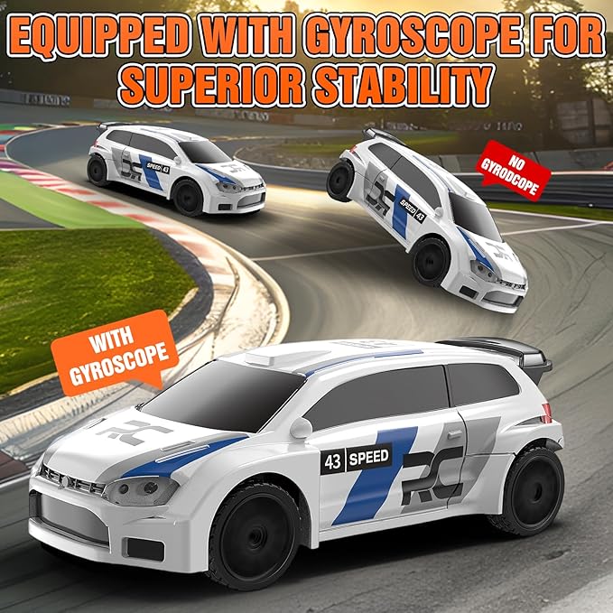 RC Drift car, 1/43 Mini Rc Drift car with Gyroscope, 2.4GHz Full Proportional Remote control Cars, 4WD High Speed Racing with Lights, Racing Tires, Model Cars Gift for Adults, Kids, Boys, Girls