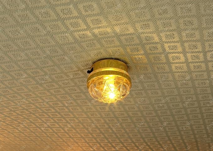 iLAND 1:12 Scale Accessories of Dollhouse Lights, Classic Miniature Lamp for Dollhouse Decoration, Elegant Celestial Gold Ceiling Lamp w/Battery