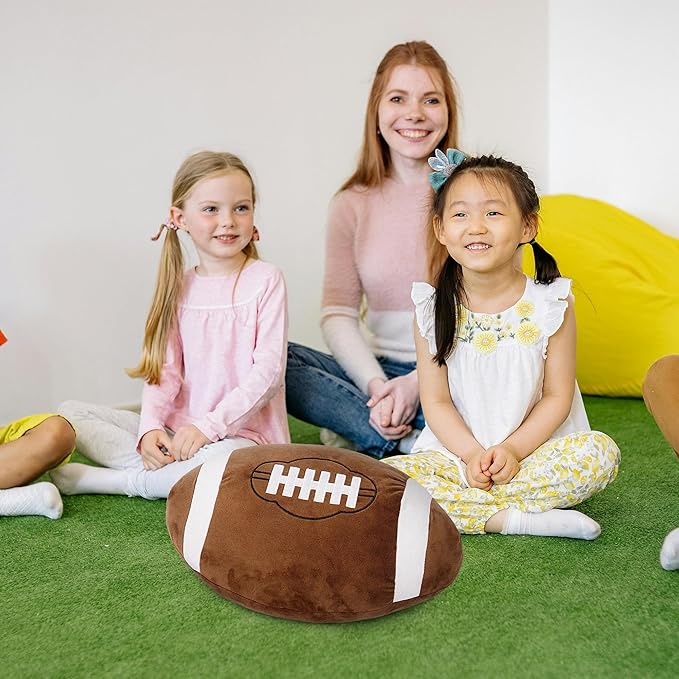 OurHonor Football Plush, 18" Soft Football Stuffed Throw Pillow, Fluffy Cute 3D Stuffed Ball Indoor Outdoor Plushies Decoration, Games Sports Toy Gifts for Boys and Girls
