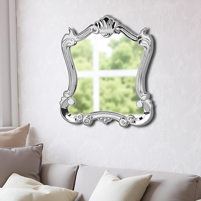 Silver 1/12 Miniature Wall Mirror Dollhouses Decoration Accessories, Dollhouses Mirror，Dollhouse DIY Accessories，Dollhouse Decor