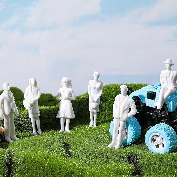 Namalu 30 Pcs, 1: 25 Scale Scale White Unpainted Mini People Figures Miniature People for Model Trains Architectural Standing and Sitting Mini Diorama Figures for Architectural Project