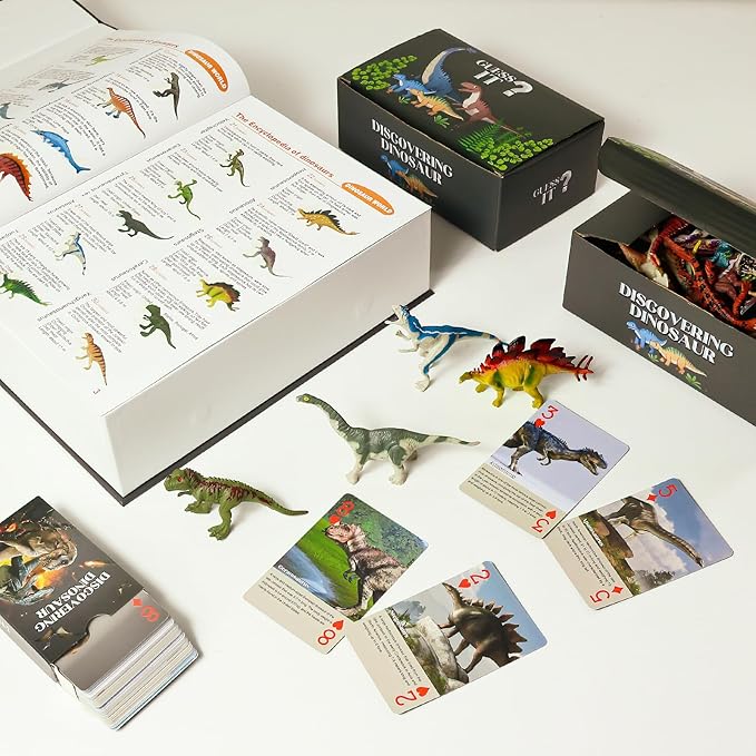 Dinosaur Toys for Kids 3-5 5-7, 50 pcs Realistic Dinosaurs with Book & Dinosaurs Learning Cards - Educational Small Dinosaur Figures for Party Favors Gifts, Boys and Girl 8-12 Year Old