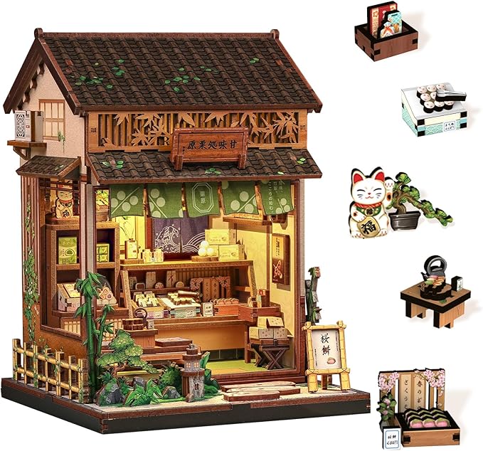 Book Nook Kit, DIY Miniature House Kits for Adult and Teens, Dollhouse Tiny Booknook Garden House Bookshelf, DIY Craft Gifts for Family and Friends