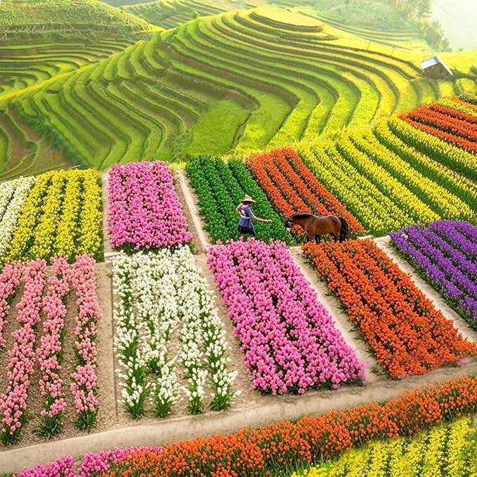 Warmtree 10 Colors, 40 Pcs Miniature Colorful Flower Cluster Self Adhesive Flower Static Grass Tufts for Train Landscape Railroad Scenery Sand Military Layout Model Miniature Bases Diorama Supplies