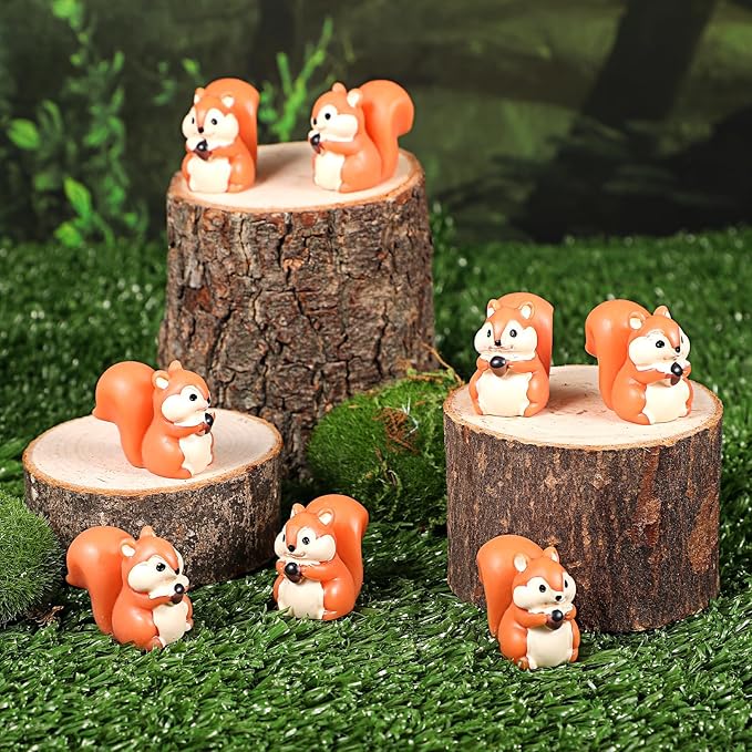 70Pcs Mini Resin Squirrel Figurines, Small Animal Miniatures Tiny Resin Squirrel Bulk for Garden Decor Home Ornaments Micro Landscape DIY Crafts