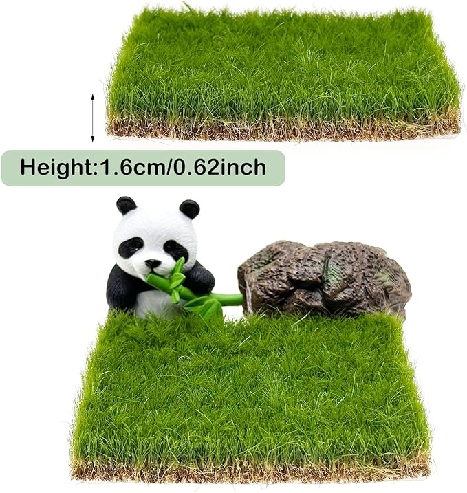 Woohome 2 PCS Static Grass Tuft Railway Artificial Grass for Train Scenery, Railway Landscape, Military Sand Table DIY, Green