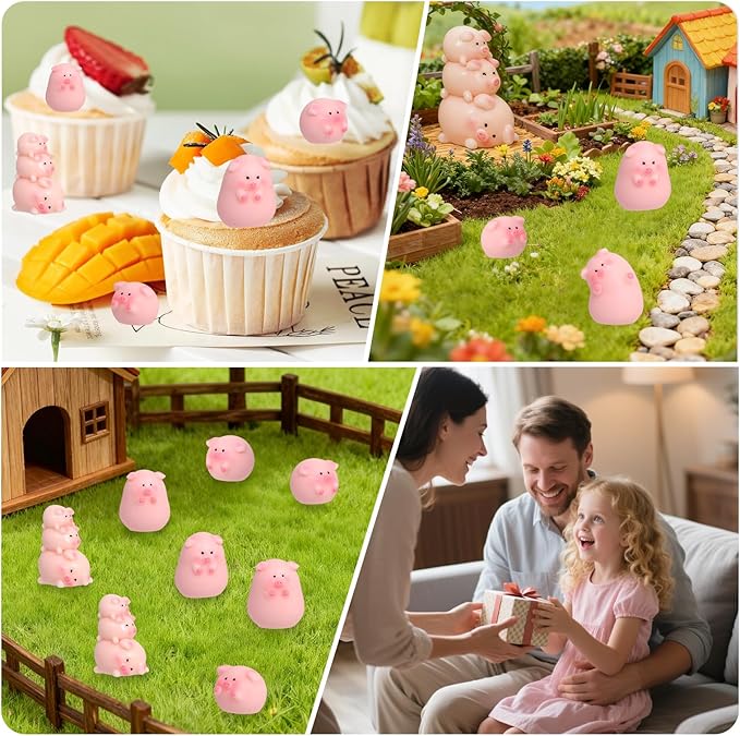 36Pcs Mini Resin Pigs Figurines, Tiny Pigs Figurines, Miniature Resin Animals to Hide for Landscape Decor Cake Topper Party Supplies Birthday or Gift