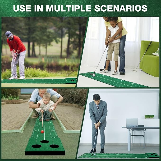 Wekin Indoor Putting Green Game Set, Golf Putting Game with Metal Putter & Golf Balls, Golf Putting Mat Training Aid for Backyard,Party,Office