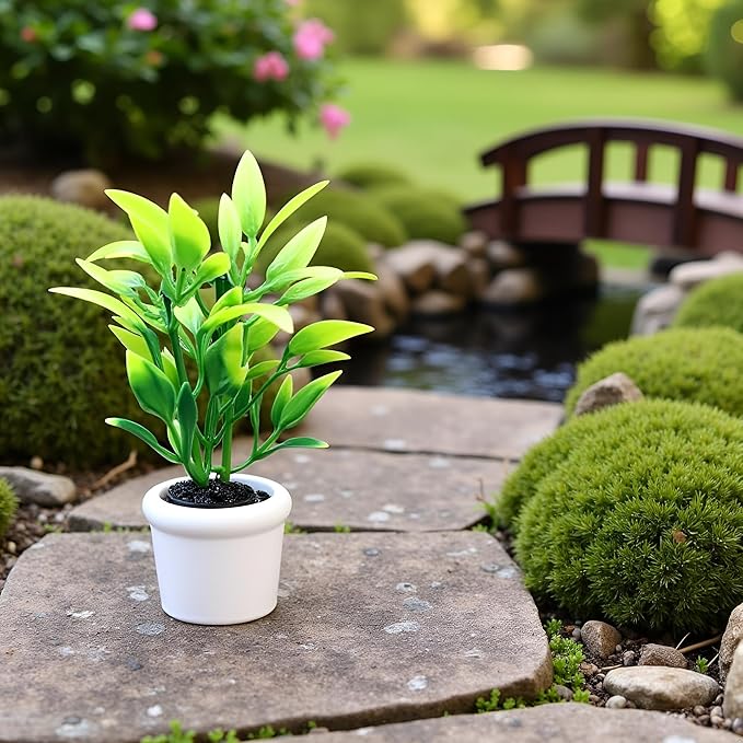 Green 1/12 Miniature Plants Dollhouse Decoration Accessories, DIY Doll House Kit