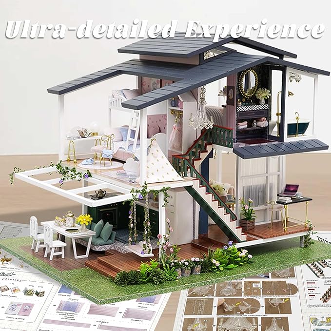 Flever Dollhouse Miniature DIY House Kit Creative Room with Furniture for Romantic Artwork Gift (Monet Garden)