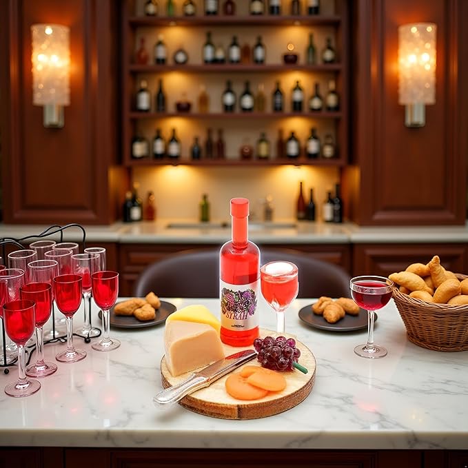 1 Set 1:12 Scale Miniature Wine Cheese and Board Set Minis Dollhouses Kitchen Dining Room Food Accessories Model Pastries Toy, DIY Micro Scene Decor