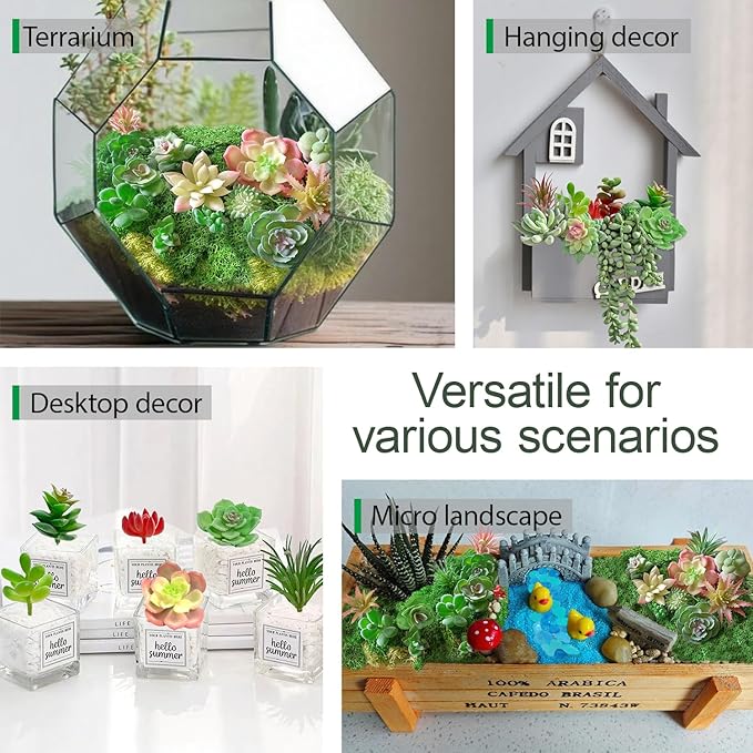 OrgMemory Artificial Succulent Plants, Small Plastic Succulents, Faux Succulents, Suculentas for DIY Garden Decor Succulent Dollhouse Craft Model Miniature Dioramas Miniature Garden Buildings