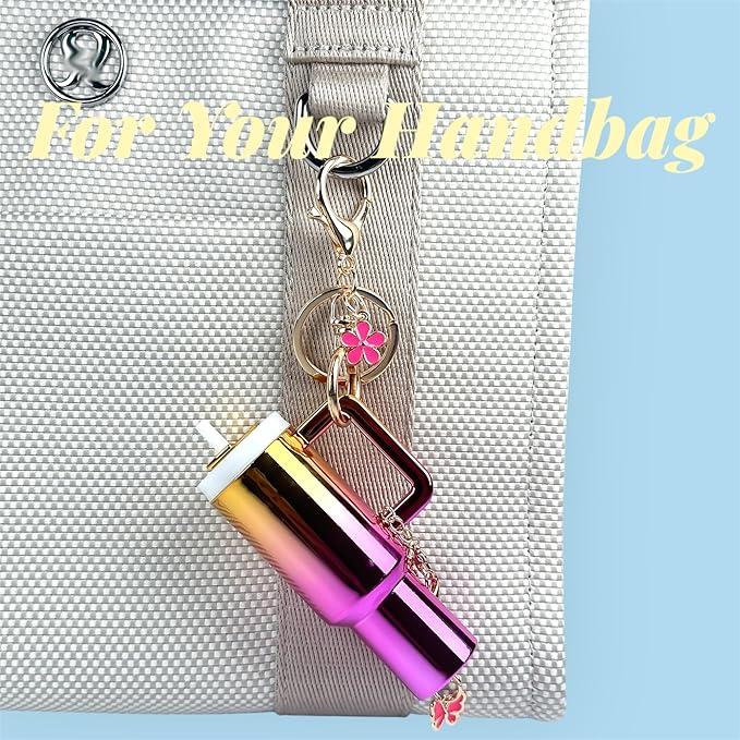 ERTUNA Mini Tumbler Keychain Accessories for Stanley Cup, 2 Way Cute Charms Chapstick Lip Balm Holder for Women Purse Handbag