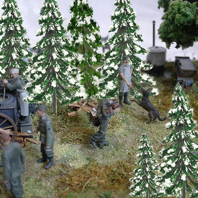 Warmtree 22PCS Mixed Scale Model Trees, Mini Snow Pine Model Trees 2-6 Inch, for Diorama Supplies Christmas Accessories Miniature Christmas Trees Micro Train Landscape Railway Sand Table