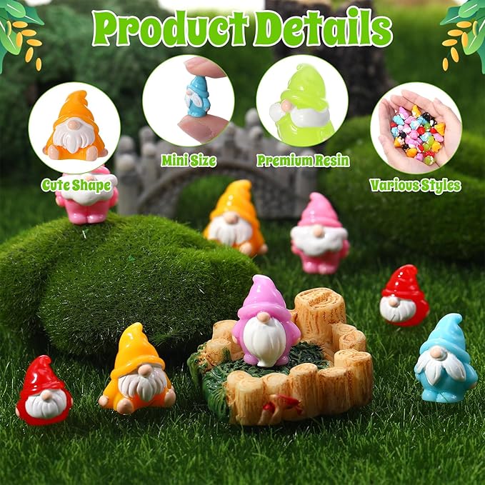 35 Pcs Mini Resin Gnomes 7 Colors Tiny Gnomes Miniature Figurines Miniature Gnome Figurines Mini Gnome Decor for Garden Landscape Outdoor Patio Yard Lawn Dollhouse Potted Plant Decor