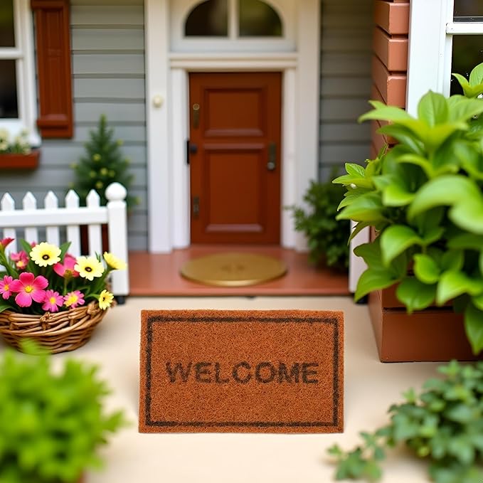 1Pc Brown 1/12 Miniature Welcome Mats Carpets Doormat Dollhouse Decoration Accessories, Vintage Mini Welcome Floor Mat Pad Floor Rug Cover Blankets