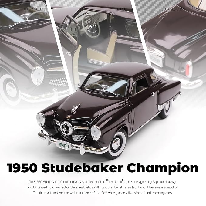 1950 Studebaker Champion 1/18 Scale Die-Cast Metal Model Premium Classic Vintage Alloy Collection Cars with Display Case, for Kids Men and Teens Dad 14+ Year