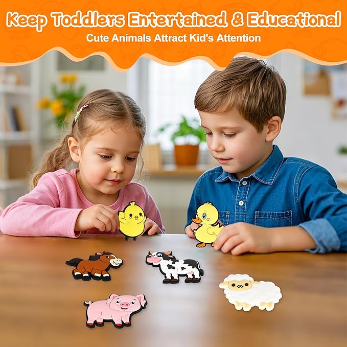 Refrigerator Magnets for Kids, Large Cute Farm Animals Fridge Magnets for Toddlers 1-3, Soft Full Back Magnet Refrigerator Educational Learning Toys for Boys Girls, Magnet for Kids Birthday Gifts