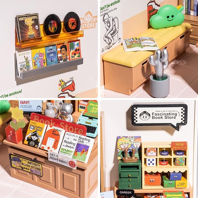 ROBOTIME DIY Miniature House - 1:24 Scale Realistic Store Kit with LED Light - Tiny Model Mini House with Furniture, Best Birthday Gift
