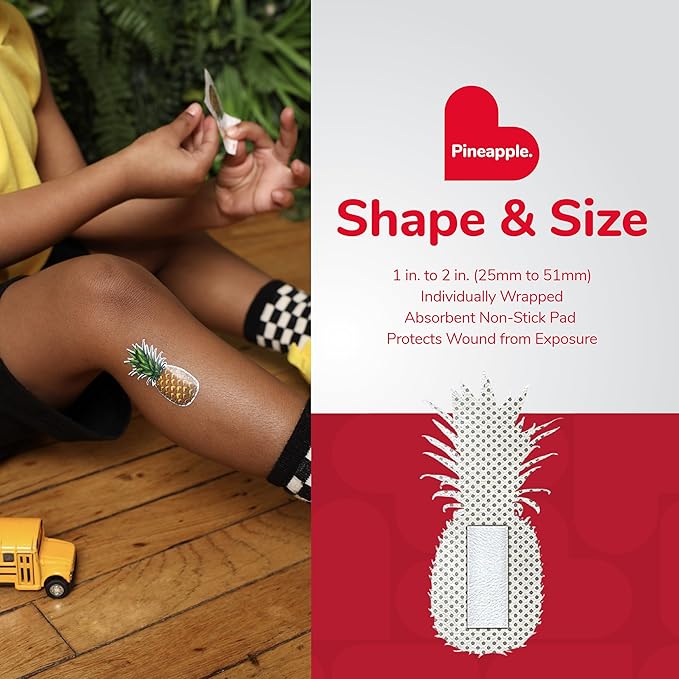 BioSwiss Bandages, Pineapple Shaped Self Adhesive Bandage Set, Latex Free, Sterile Wound Care, 50 Count