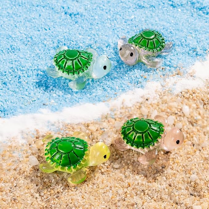 105 Pcs Mini Resin Glow in The Dark Turtle Sea Animals Figures,Ocean Creature Mini Figurines for Fairy Garden Accessories,Miniature Landscapes,Dollhouse,Home Decor