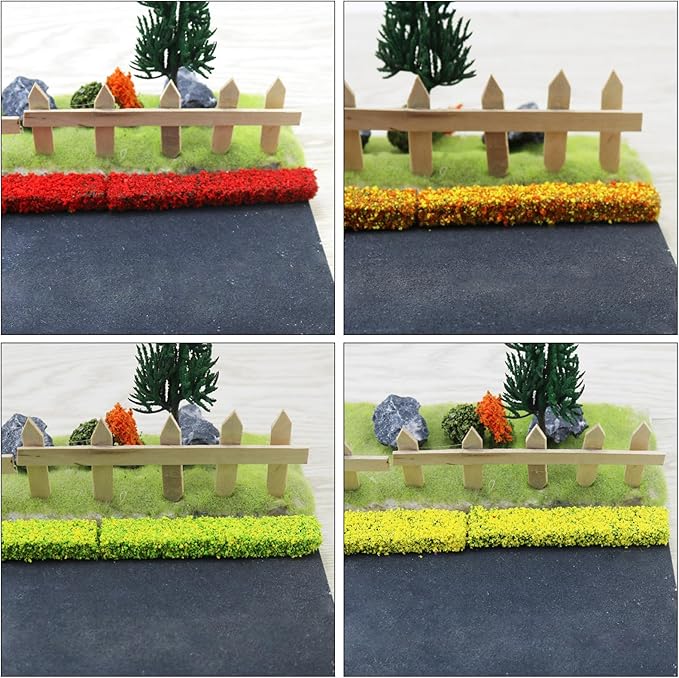 Woohome 7 Color Miniature Shrub Strips Static Grass Tuft Static Shrub Vegetation Groups DIY Miniature Colorful Flower Cluster for DIY Model Train Landscape Railroad Scenery