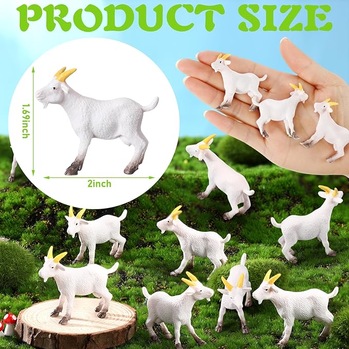 120 Pcs Mini Goat Figurines Miniature Resin Farm Animal Figurines Set for Decorating Outdoor Micro Landscape Mini Gardens Potted Plant Accessories and Creative DIY Props Cake Topper (Goat)