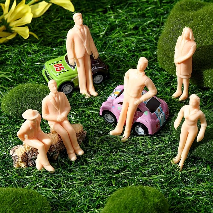 Namalu 30 Pcs Miniature People 1: 25 Scale Model Trains Architectural Sitting and Standing Diorama Figures Unpainted Mini People Figures for Scale Model Train Miniature Scenes Decoration