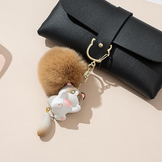 Jekvill Cat Keychain bag charms for handbags Cute Keychains for Women Kawaii Cat Backpacks Accessories cat plush keychain