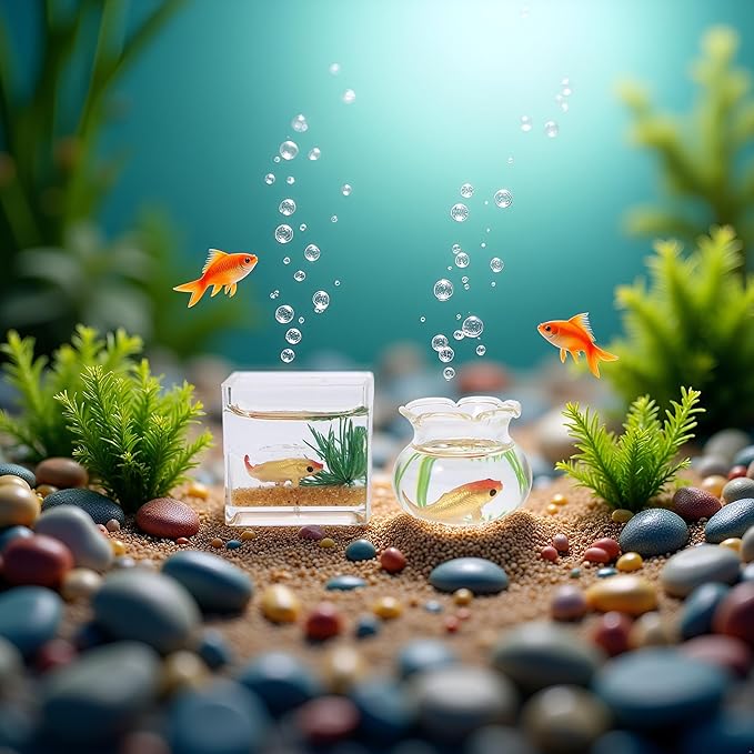 2Pcs 1/12 Scale Accessories Dollhouses Fish Tank，1: 12 Scale Miniature Fish Bowl Miniature Dollhouse Accessories for Garden Scene Decor Desktop Ornaments，Dollhouses Accessories，Dollhouse Décor