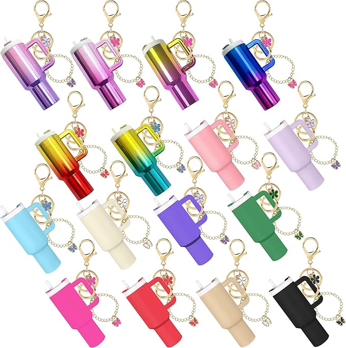 ERTUNA Mini Tumbler Keychain Accessories for Stanley Cup, 2 Way Cute Charms Chapstick Lip Balm Holder for Women Purse Handbag