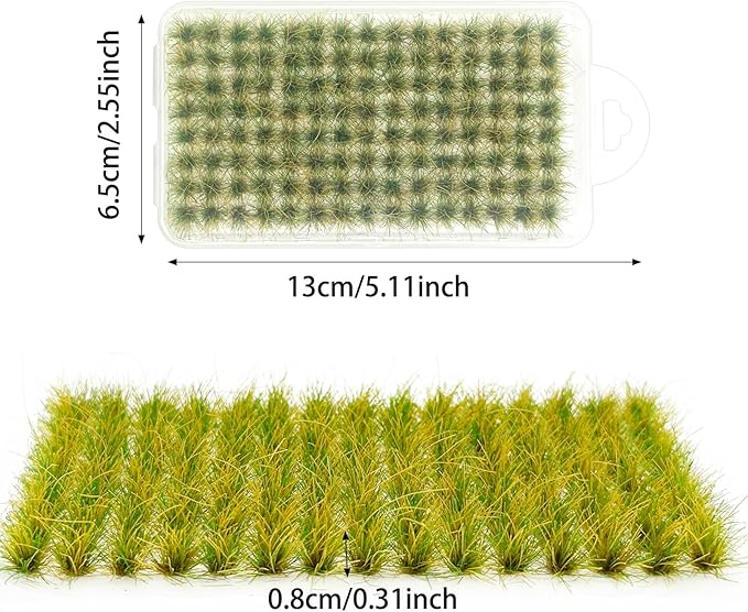 Woohome 120 PCS Bushy Tufts Static Grass Tuft Model Grass Tuft for DIY Miniature Train Landscape Terrain Railway Scenery Decorations, Yellowish