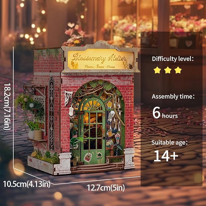 Book Nook Kit，DIY Miniature Dollhouse Kit for Adults and Teens，3D Wooden Tiny House for Family and Friends，Bookshelf Decor in Halloween/Christmas（Book Store） (Red Cottage)